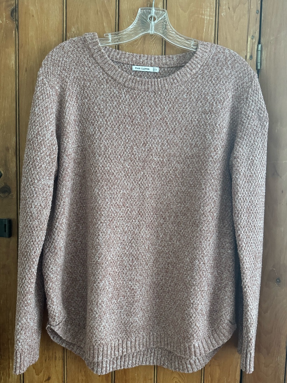 Women’s Pink Clover Mauve Textured Knit Cozy Sweater with High Low Hem, Size XL